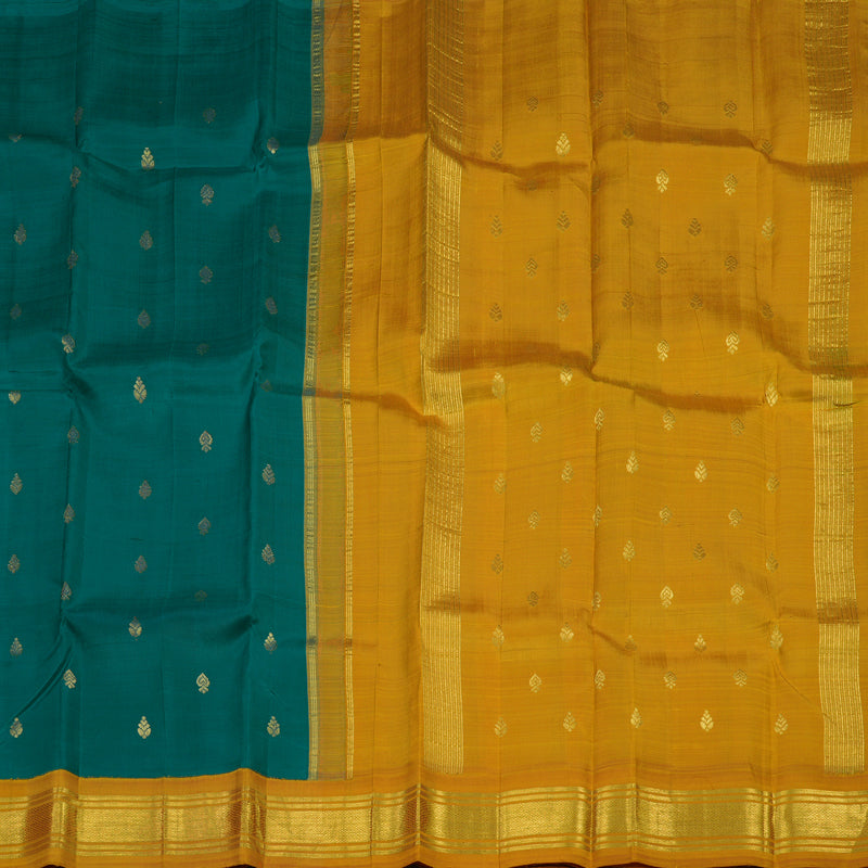 Hayagrivas Emerald Green One side border Kanjivaram Silk Saree KBE807H1-12