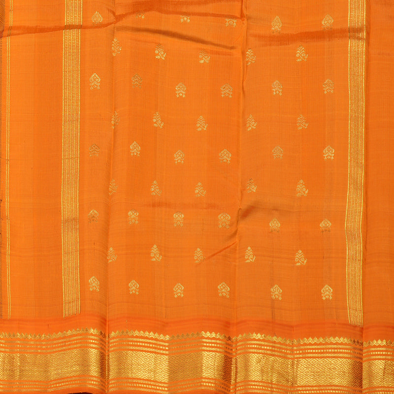 Hayagrivas Bottle Green Pure One Side Border Silk Saree with Orange border KBE807H1-40