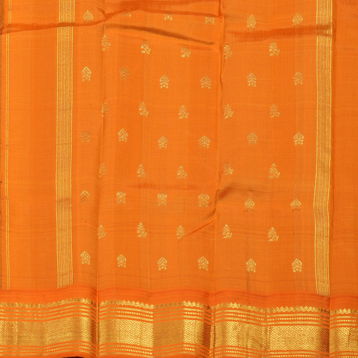 Hayagrivas Bottle Green Pure One Side Border Silk Saree with Orange border KBE807H1-40