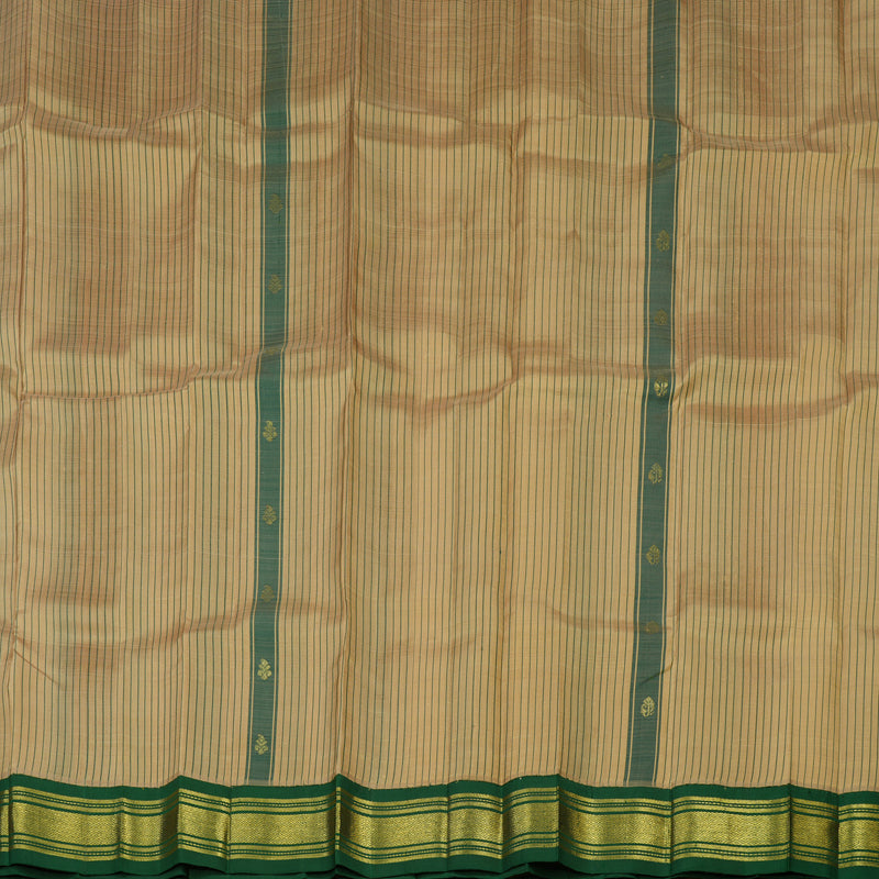 Hayagrivas Handloom Beige & Bottle Green Kanjivaram Silk Saree with Bottle Green Border KBE807H2-2