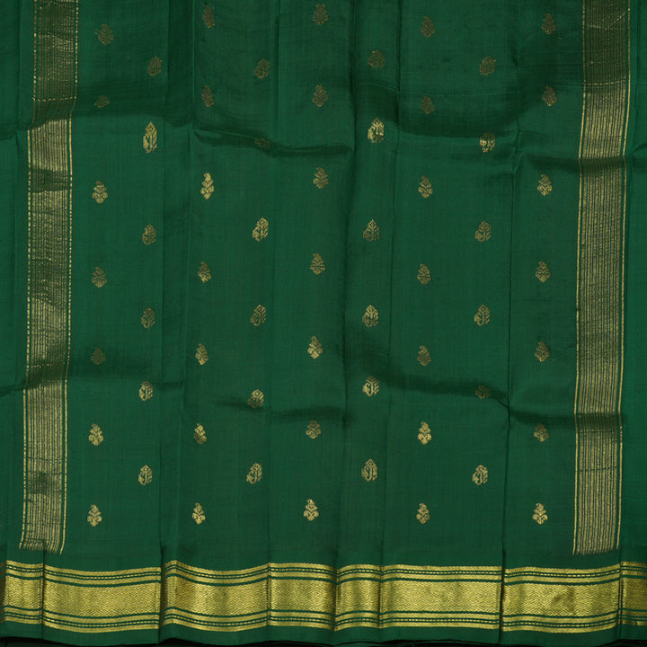 Hayagrivas Handloom Beige & Bottle Green Kanjivaram Silk Saree with Bottle Green Border KBE807H2-2