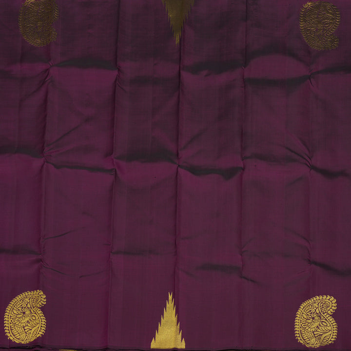 Hayagrivas Handloom Kanjivaram Silk Saree in Deep Violet with Temple Border KBE808H2-1