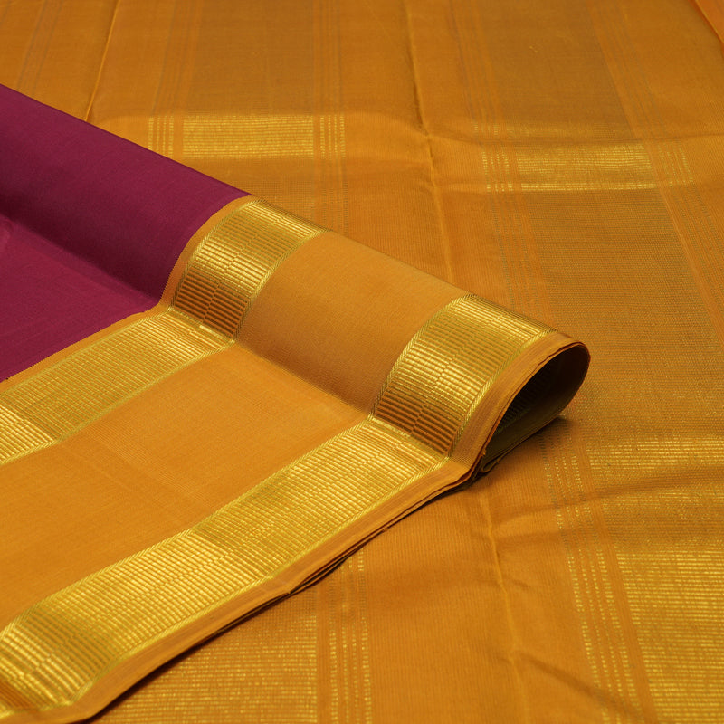 Hayagrivas Handloom Maroon Kanjivaram Silk Saree with Mustard Yellow border KBE808H3-1