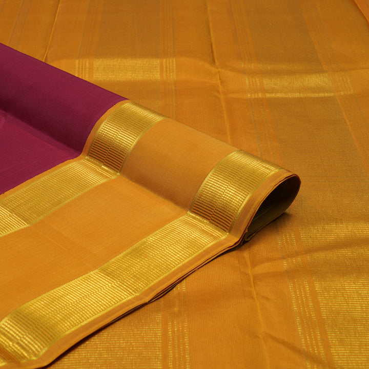 Hayagrivas Handloom Maroon Kanjivaram Silk Saree with Mustard Yellow border KBE808H3-1