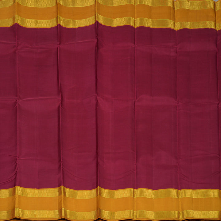 Hayagrivas Handloom Maroon Kanjivaram Silk Saree with Mustard Yellow border KBE808H3-1
