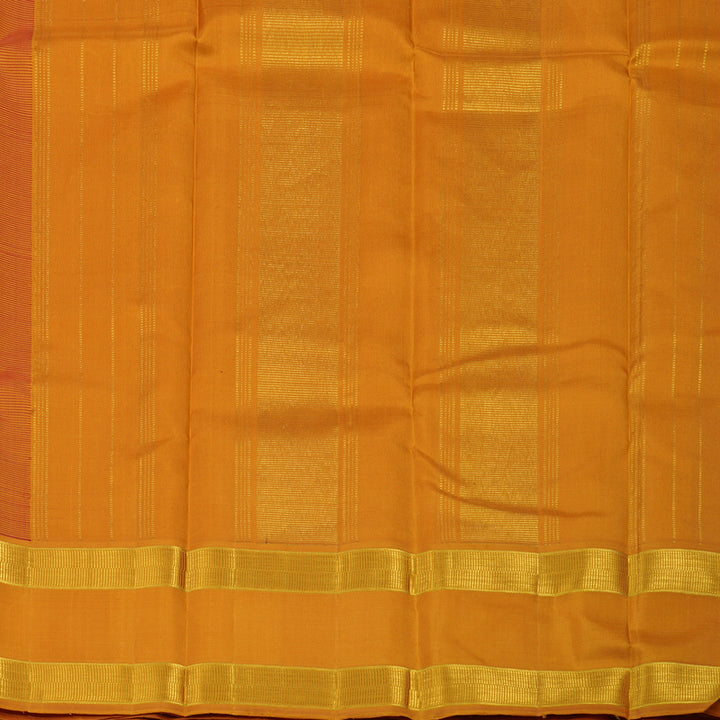 Hayagrivas Handloom Maroon Kanjivaram Silk Saree with Mustard Yellow border KBE808H3-1