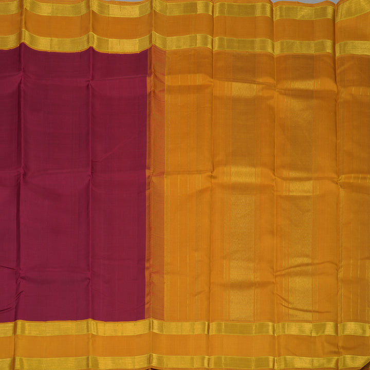 Hayagrivas Handloom Maroon Kanjivaram Silk Saree with Mustard Yellow border KBE808H3-1