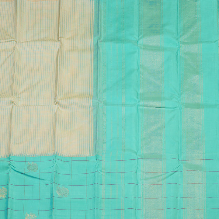 Hayagrivas Handloom Pure Kanjivaram Silk Saree in Soft Half Sandal KBE816H7-1