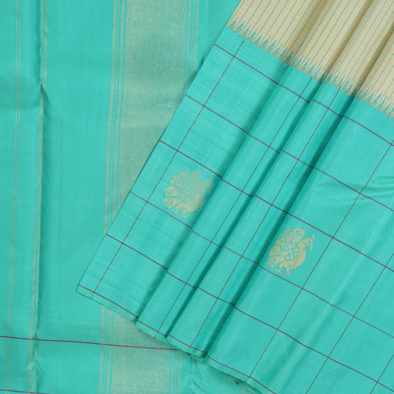 Hayagrivas Handloom Pure Kanjivaram Silk Saree in Soft Half Sandal KBE816H7-1