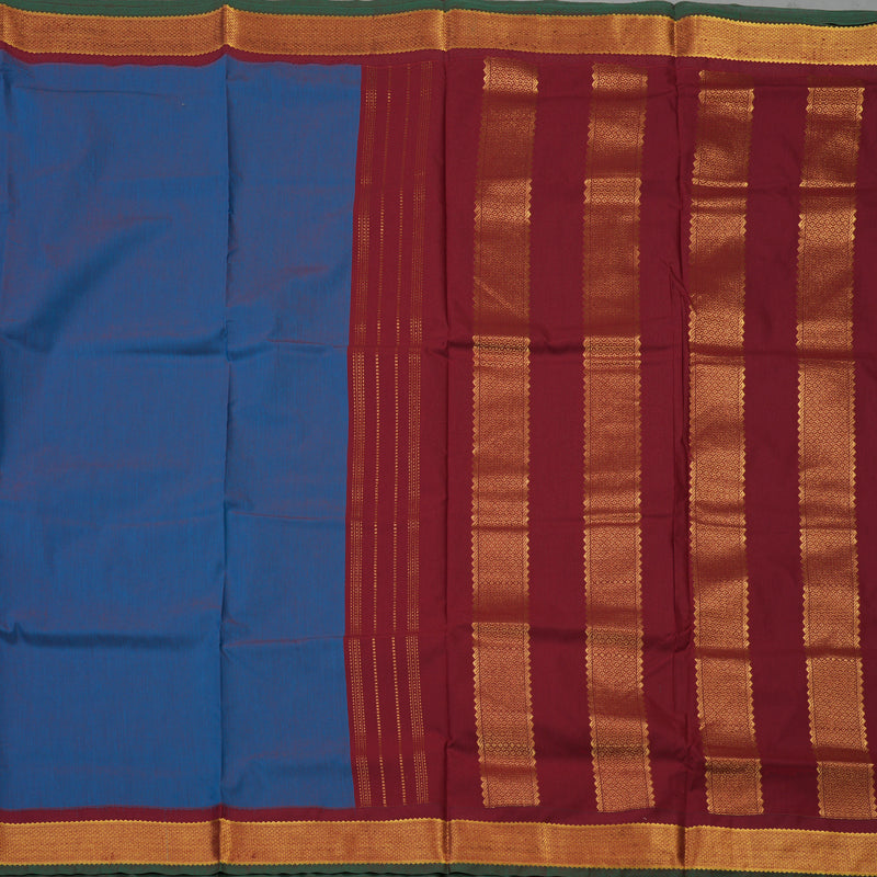 Hayagrivas Dual Tone (Blue &Maroon) Semi-Silk Ten Yards Saree with Maroon Border KBE817H10-6