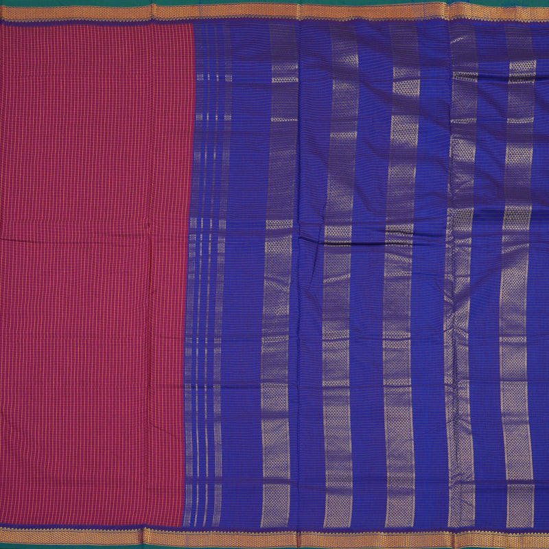 Hayagrivas Magenta Kanjivaram Ten Yards Semi-Silk Saree with Violet Border KBE817H15-5