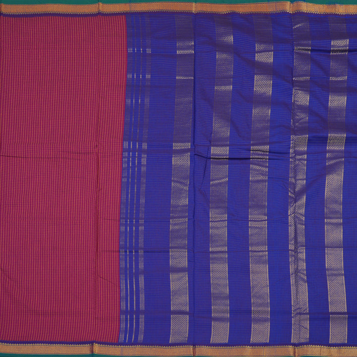Hayagrivas Magenta Kanjivaram Ten Yards Semi-Silk Saree with Violet Border KBE817H15-5
