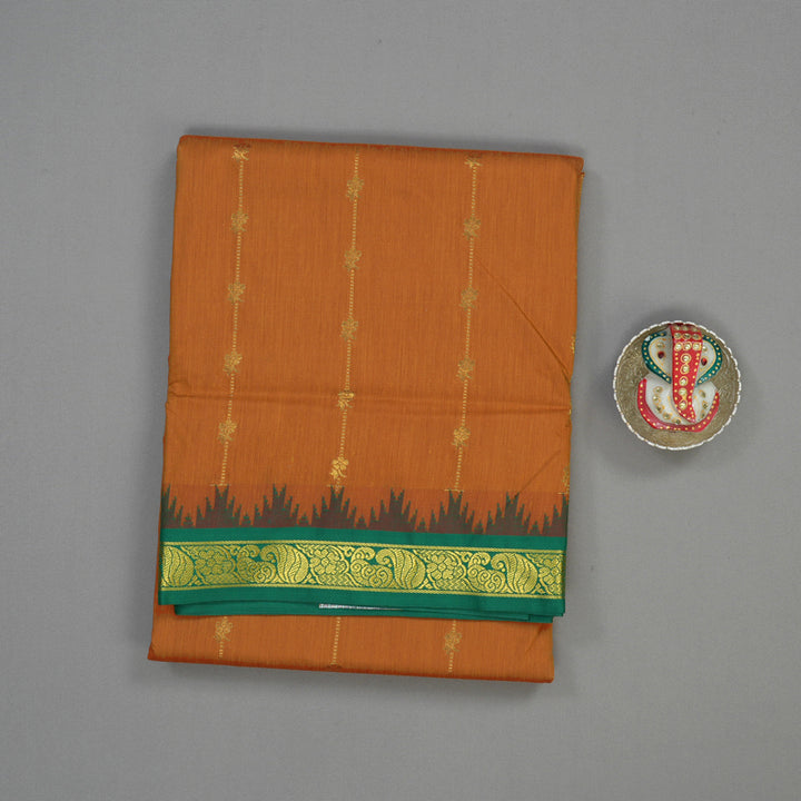 Hayagrivas Fire Mustard Kanjivaram Ten Yards Semi-Silk Saree KBE817H21-1