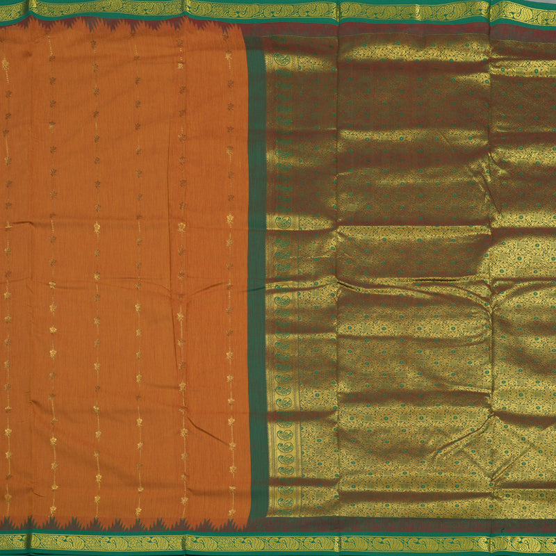 Hayagrivas Fire Mustard Kanjivaram Ten Yards Semi-Silk Saree KBE817H21-1