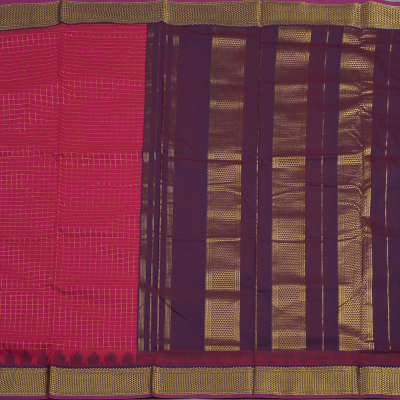 Hayagrivas Dark Pink Kanjivaram Ten Yards Semi-Silk Saree KBE817H29-2