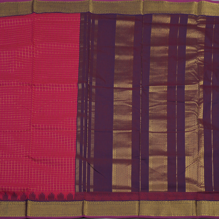 Hayagrivas Dark Pink Kanjivaram Ten Yards Semi-Silk Saree KBE817H29-2