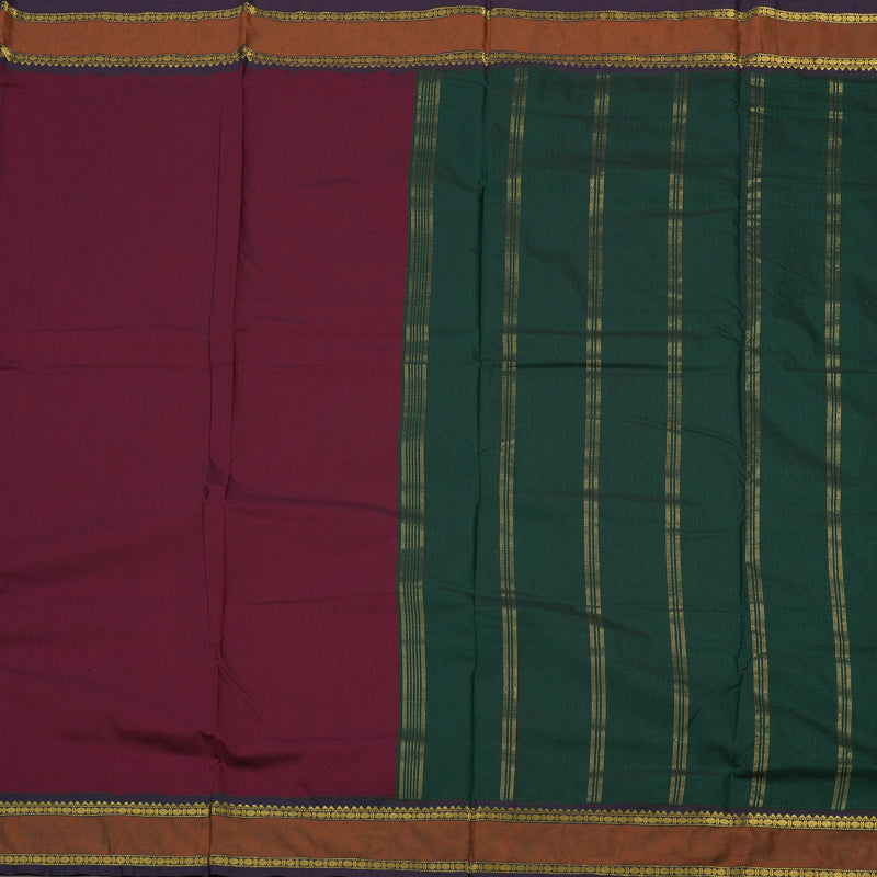 Hayagrivas Kum Kum Maroon Semi-Silk Ten Yards Saree KBE817H3-1