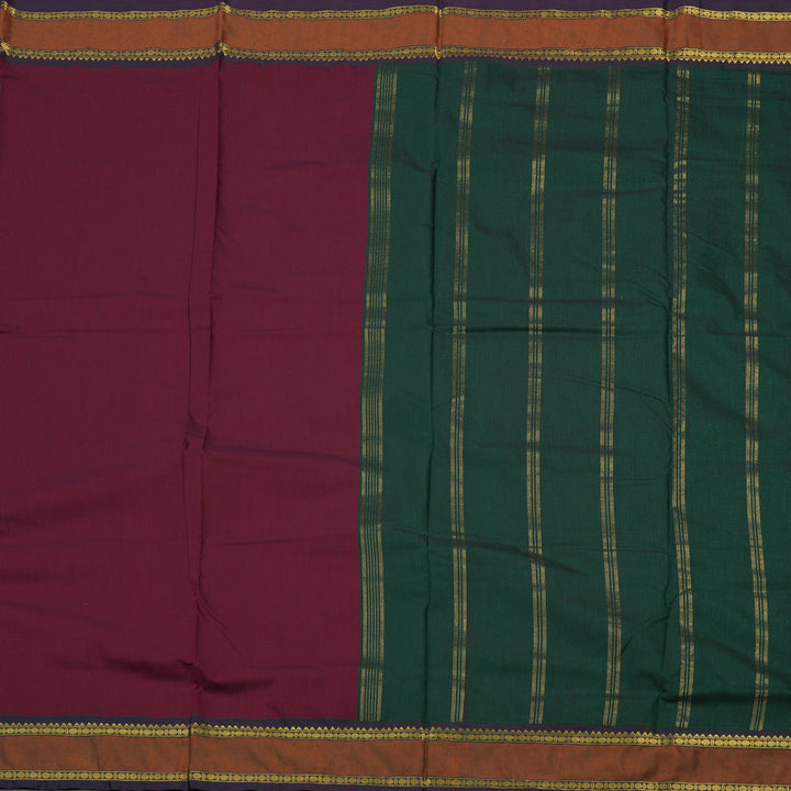Hayagrivas Kum Kum Maroon Semi-Silk Ten Yards Saree KBE817H3-1