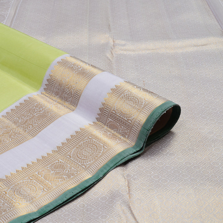 Hayagrivas Handloom Pure Kanjivaram Silk Saree in Refreshing Apple Green  KBE819H2-1