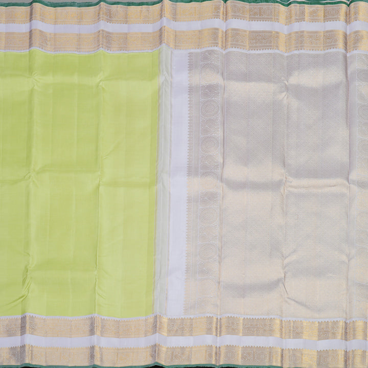 Hayagrivas Handloom Pure Kanjivaram Silk Saree in Refreshing Apple Green  KBE819H2-1