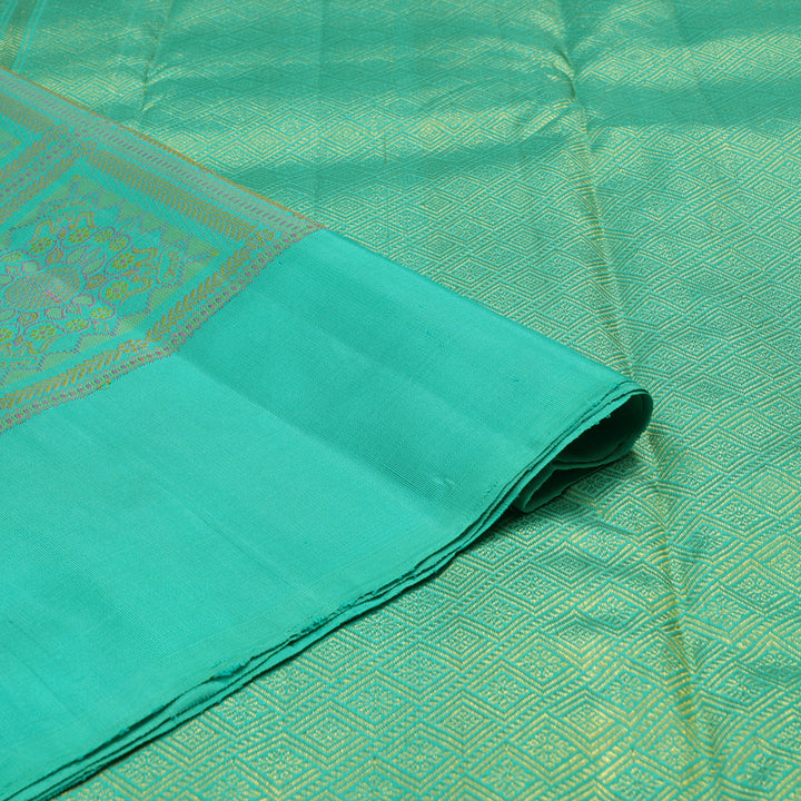Hayagrivas Handloom Pure Kanjivaram Silk Saree in Lustrous Sea Green KBE830H1-1