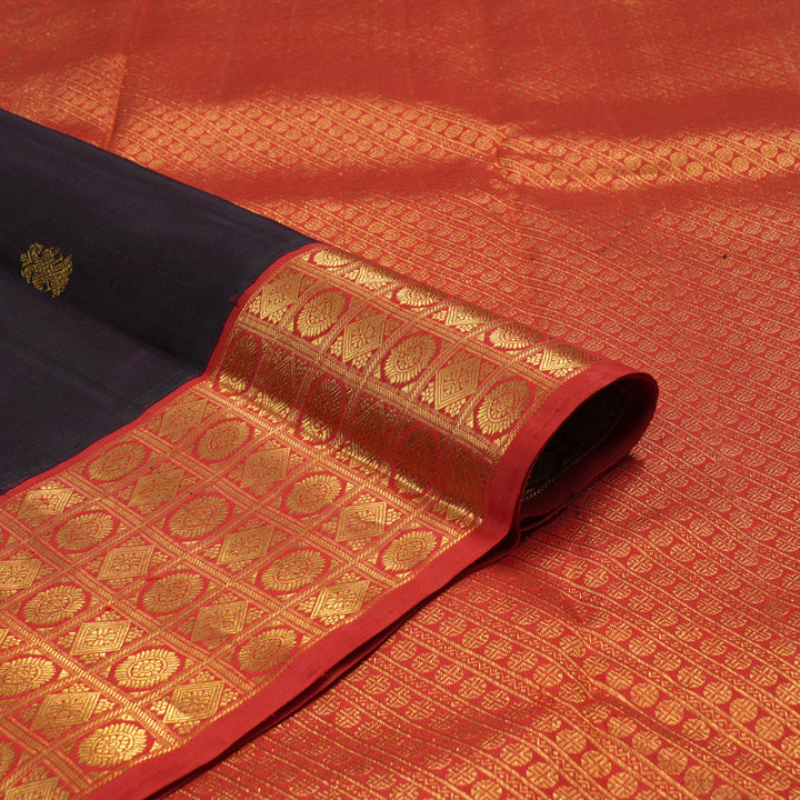 Hayagrivas Handloom Pure Kanjivaram Silk Saree in Majestic Plum Purple KBE833H1-1