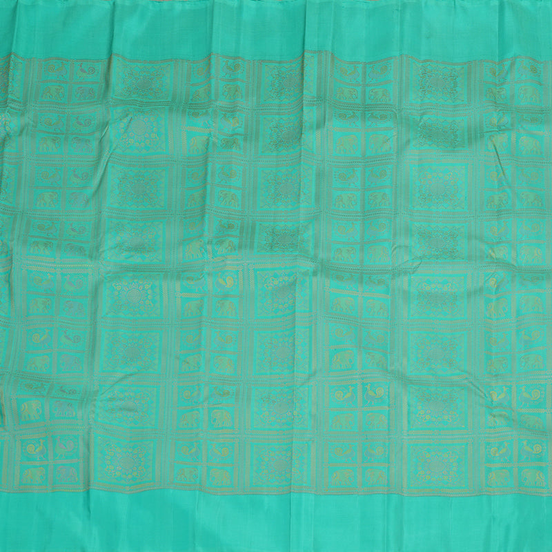 Hayagrivas Handloom Pure Kanjivaram Silk Saree in Lustrous Sea Green KBE830H1-1