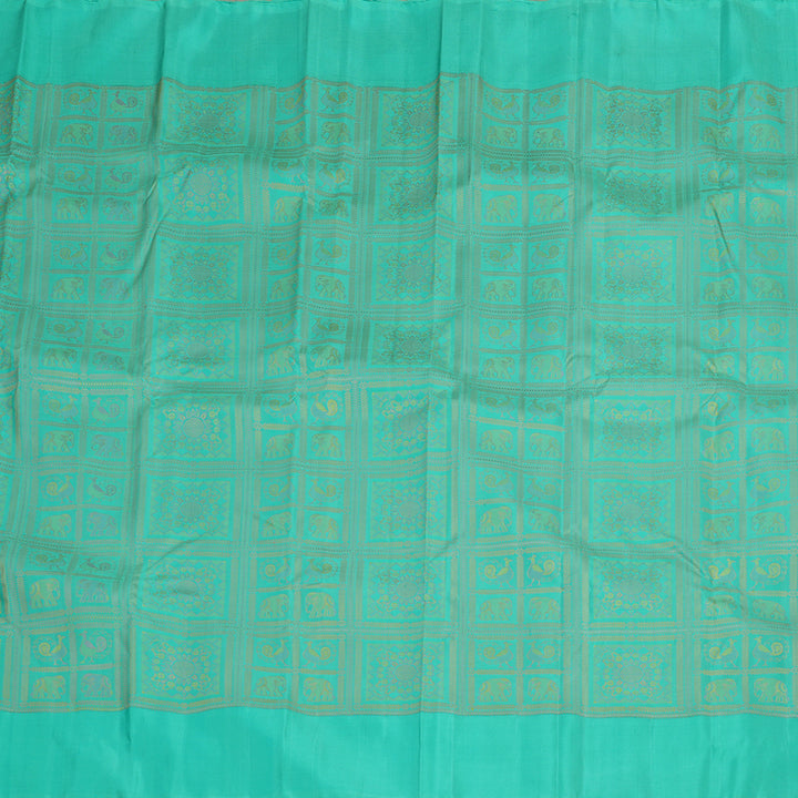 Hayagrivas Handloom Pure Kanjivaram Silk Saree in Lustrous Sea Green KBE830H1-1