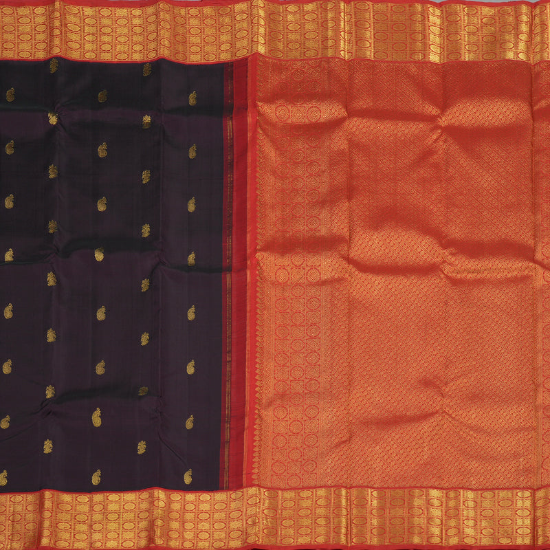 Hayagrivas Handloom Pure Kanjivaram Silk Saree in Majestic Plum Purple KBE833H1-1