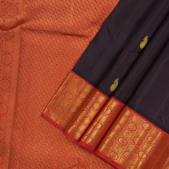 Hayagrivas Handloom Pure Kanjivaram Silk Saree in Majestic Plum Purple KBE833H1-1