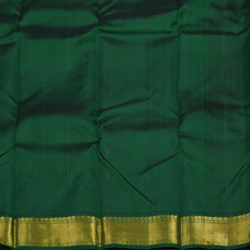 Hayagrivas Handloom Deep Red Kanjivaram Silk Saree with Bottle Green Border KBE836H4-5