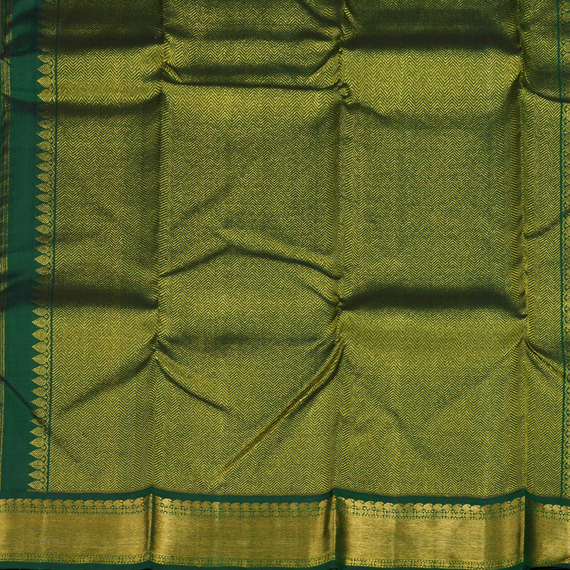 Hayagrivas Handloom Deep Red Kanjivaram Silk Saree with Bottle Green Border KBE836H4-5
