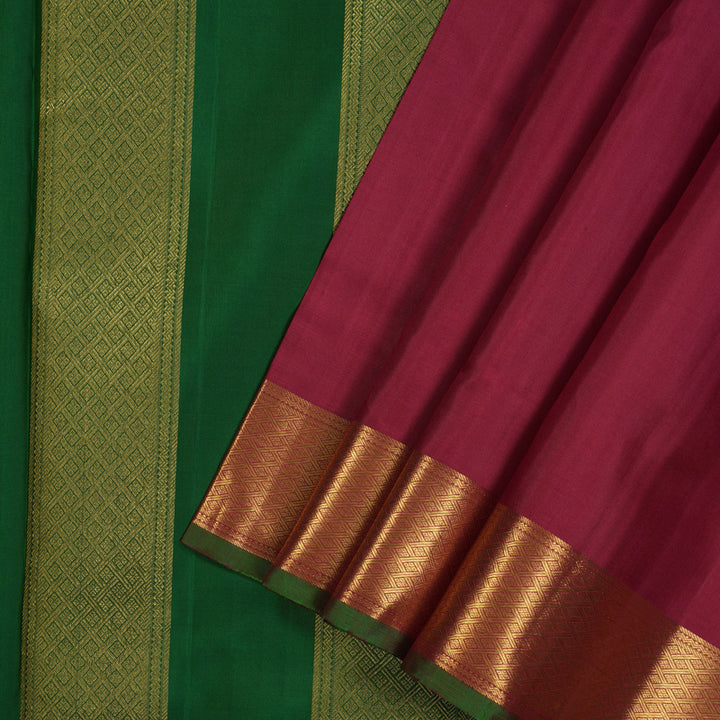 Hayagrivas Handloom Maroon Ten Yards Silk Madisar Saree KBE838H10-1