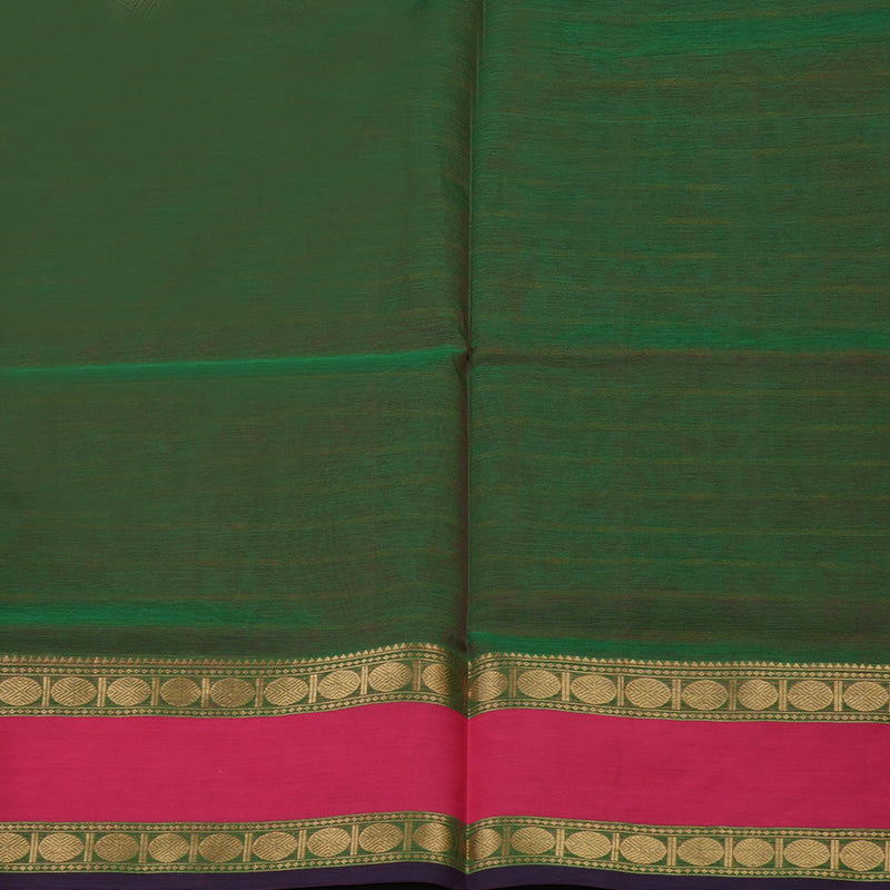 Hayagrivas Dual Toned Green Pure Silk Cotton Saree with Pink Border KBE839H1-4