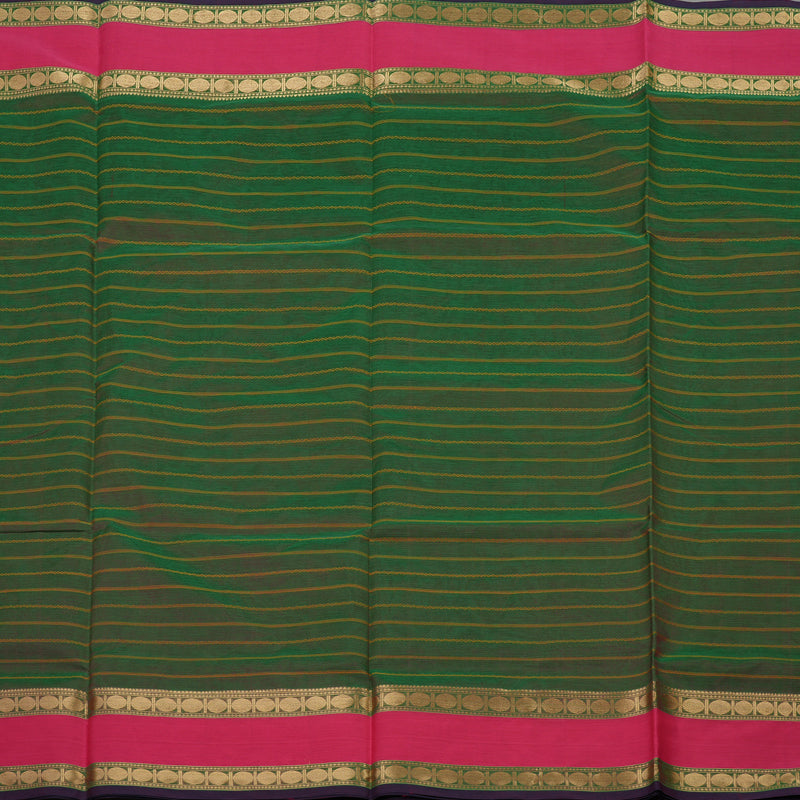 Hayagrivas Dual Toned Green Pure Silk Cotton Saree with Pink Border KBE839H1-4