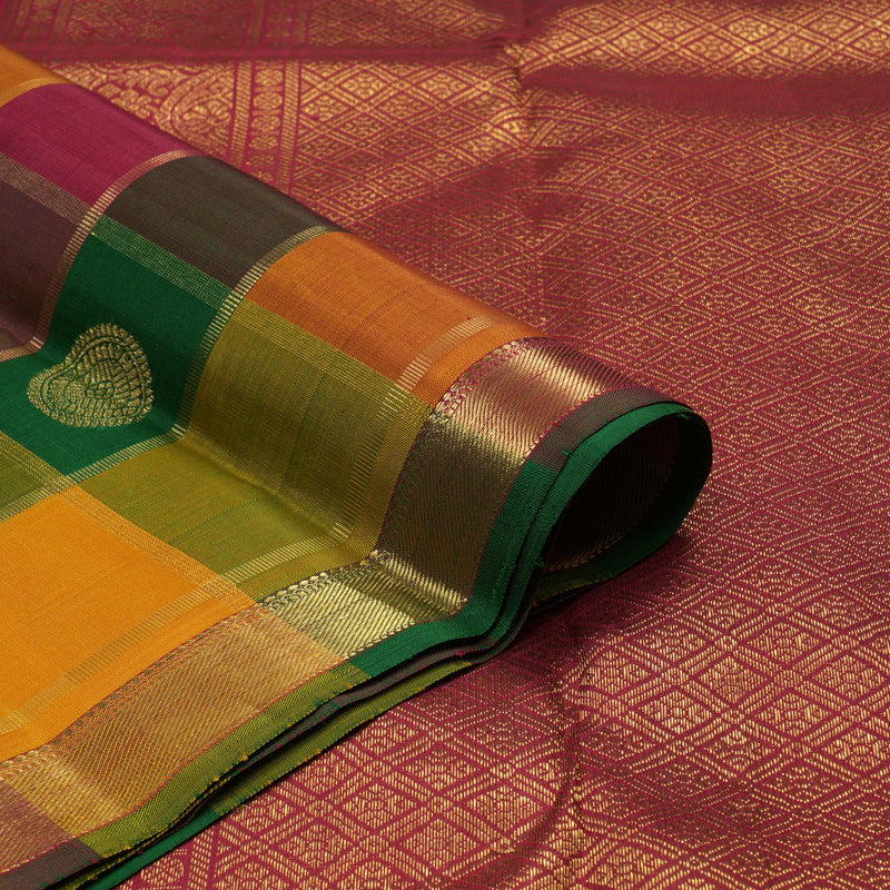 Hayagrivas Handloom Multicolour Checks Kanjivaram Silk Saree KBE840H1-1
