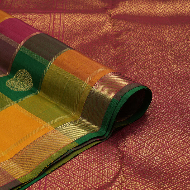 Hayagrivas Handloom Multicolour Checks Kanjivaram Silk Saree KBE840H1-1