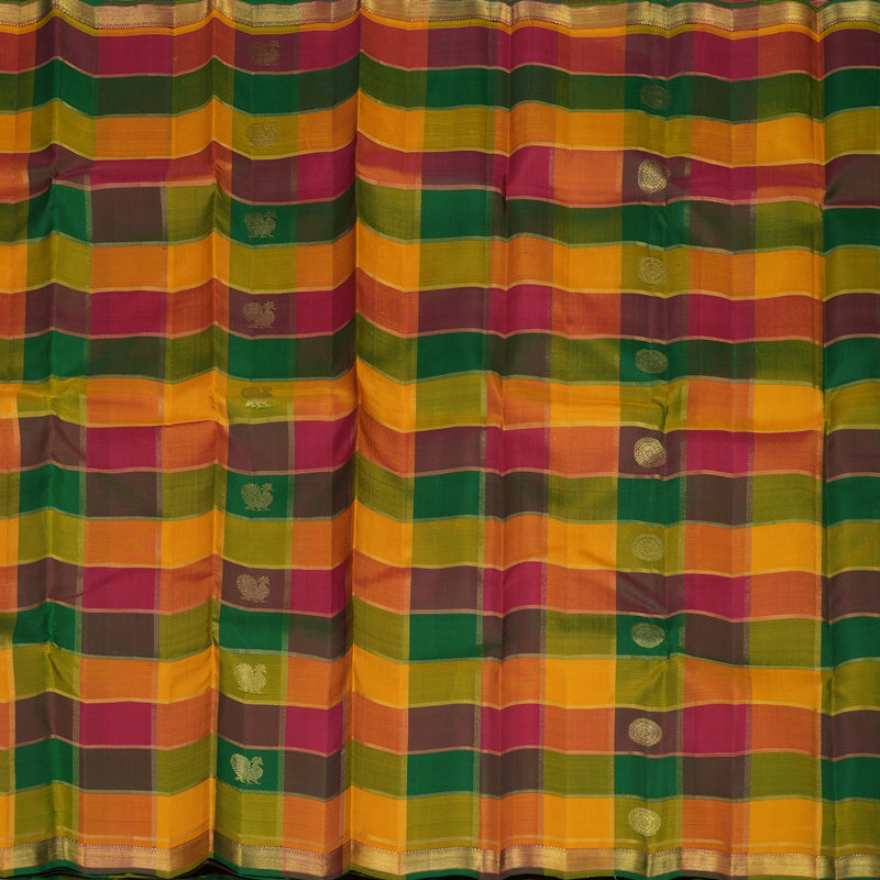 Hayagrivas Handloom Multicolour Checks Kanjivaram Silk Saree KBE840H1-1