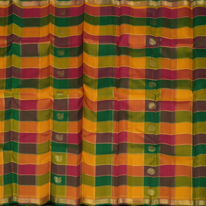 Hayagrivas Handloom Multicolour Checks Kanjivaram Silk Saree KBE840H1-1