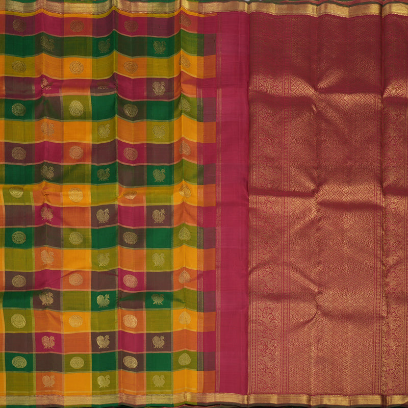Hayagrivas Handloom Multicolour Checks Kanjivaram Silk Saree KBE840H1-1