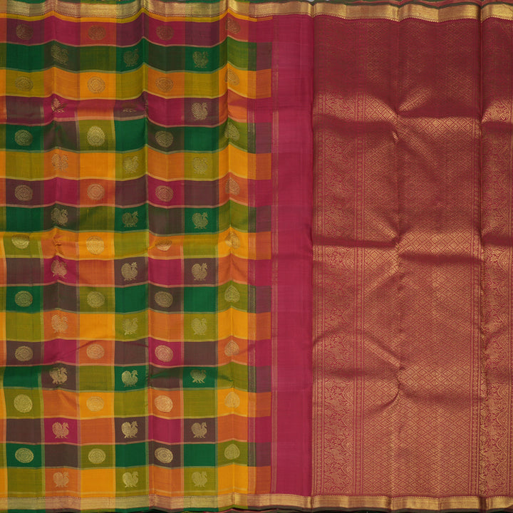 Hayagrivas Handloom Multicolour Checks Kanjivaram Silk Saree KBE840H1-1