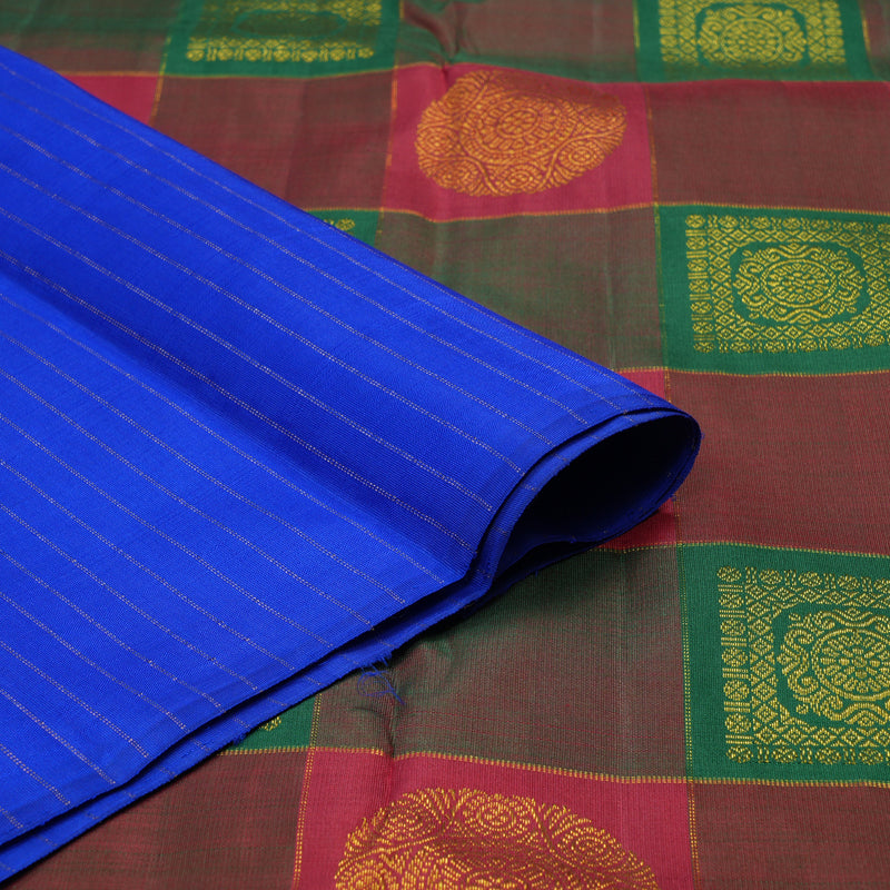 Hayagrivas Handloom Kanjivaram Silk Saree in refreshing Blue KBE841H3-1