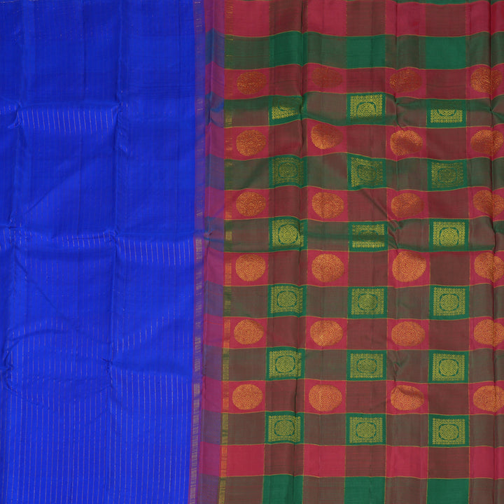 Hayagrivas Handloom Kanjivaram Silk Saree in refreshing Blue KBE841H3-1