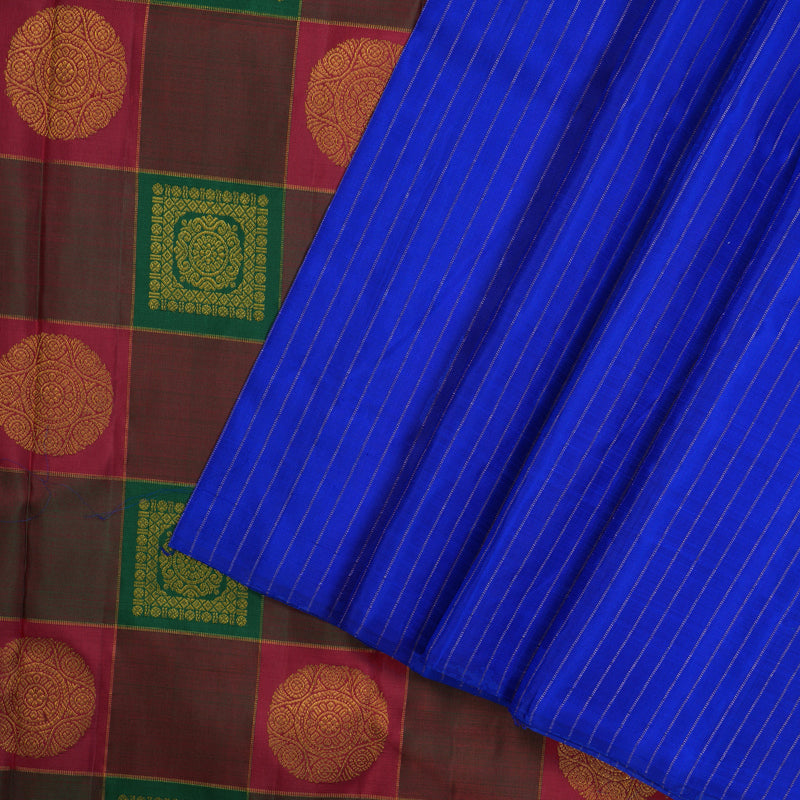 Hayagrivas Handloom Kanjivaram Silk Saree in refreshing Blue KBE841H3-1