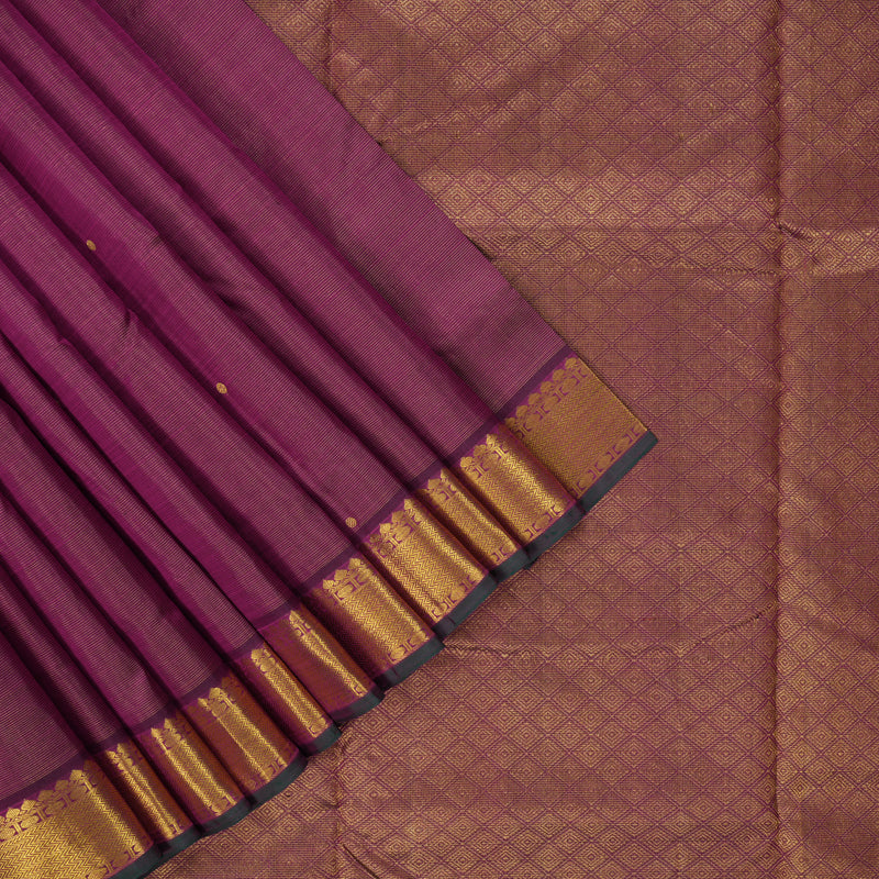 Hayagrivas Handloom Purple Ten Yards Silk Saree KBE845H10-1