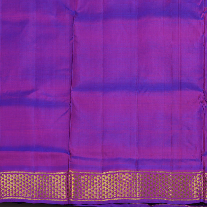 Hayagrivas Handloom Orange Kanjivaram Ten Yards Silk Saree with Purple Border KBE845H13-1