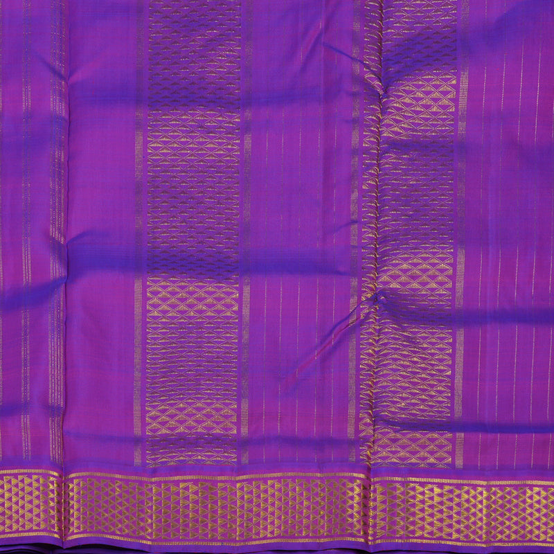 Hayagrivas Handloom Orange Kanjivaram Ten Yards Silk Saree with Purple Border KBE845H13-1