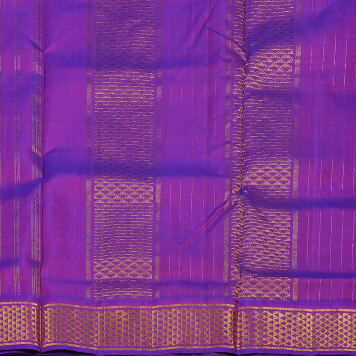 Hayagrivas Handloom Orange Kanjivaram Ten Yards Silk Saree with Purple Border KBE845H13-1