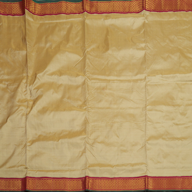 Hayagrivas Handloom Sandal Beige Kanjivaram Silk Saree with Maroon Border KBE845H13-2