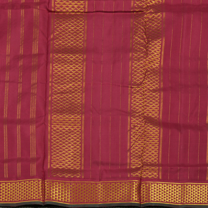 Hayagrivas Handloom Sandal Beige Kanjivaram Silk Saree with Maroon Border KBE845H13-2